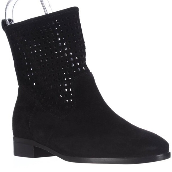 Michael Kors Black Perforated Suede Pull On Ankle Boots Size 9 - Picture 1 of 8